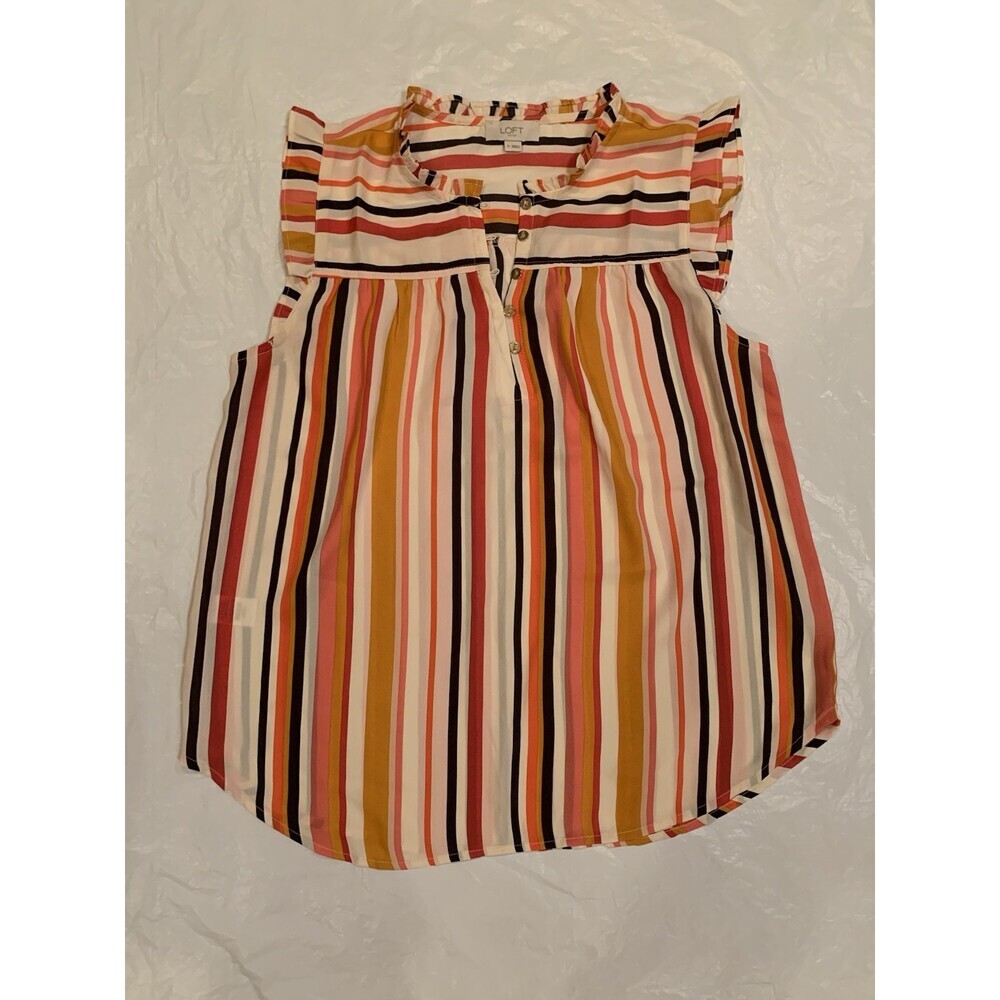 Loft Outlet Striped  Sleeveless Blouse Women’s Size M